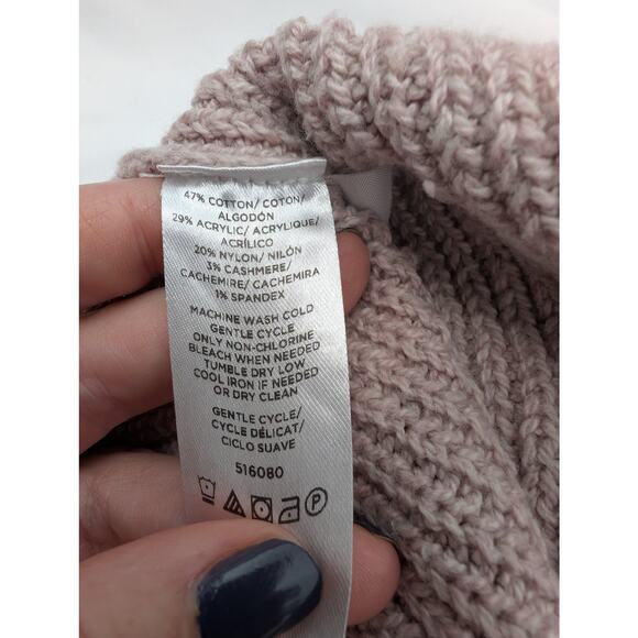 Ann Taylor Oversized XS S Cashmere Lagenlook Blush Short Sleeve Sweater Career - Picture 4 of 8